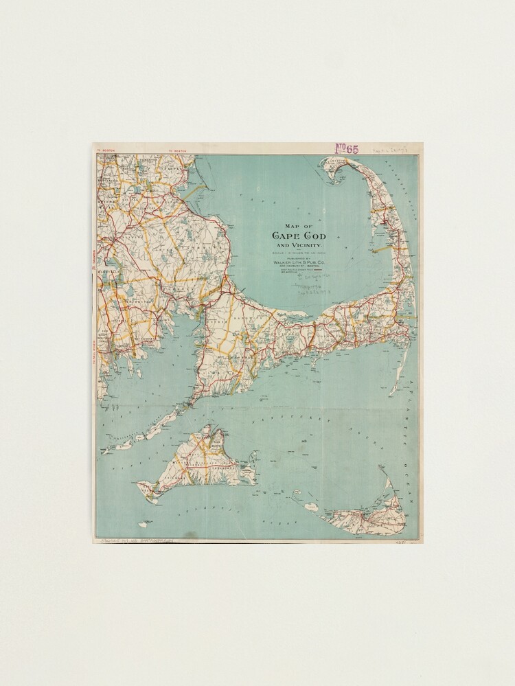 Thumbnail 1 of 3, Photographic Print, Vintage Map of Cape Cod (1917) designed and sold by BravuraMedia.