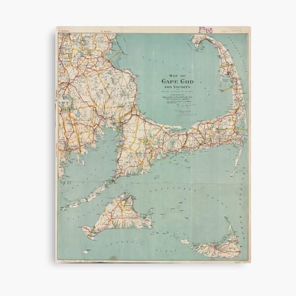 Vintage Map of Cape Cod (1917) Canvas Print