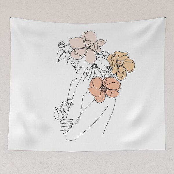 Item preview, Minimal abstract woman beauty poster. Set of modern woman portrat line drawing with pastel colors in boho style. Girl portrait, watercolor vector background for card, spa and wall art. Luxury interior designed and sold by OneLinePrint.