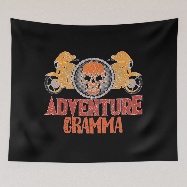 Item preview, Adventure Gramma Skulls Chains and Motorcycles designed and sold by SmileThreads.