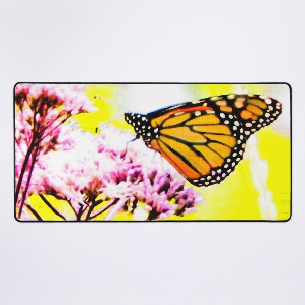 Monarch on Pink and Yellow Desk Mat
