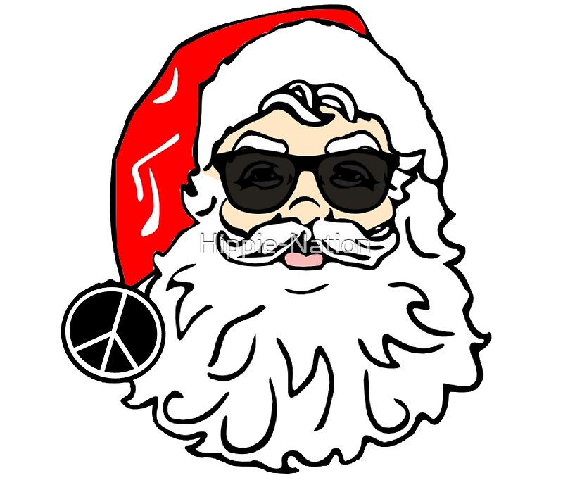 "hippie santa claus peace sign funny merry christmas hippies peace and