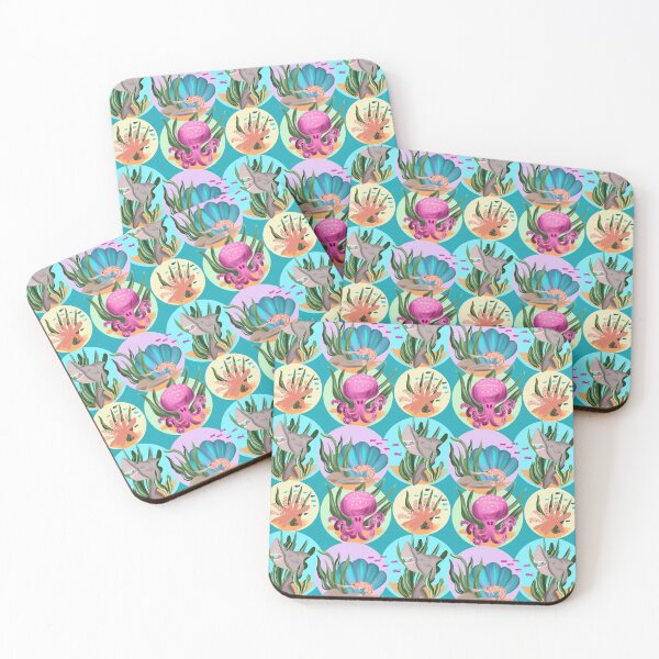 Item preview, Octopus, shark, shell and shrimp designed and sold by Labambapattern.