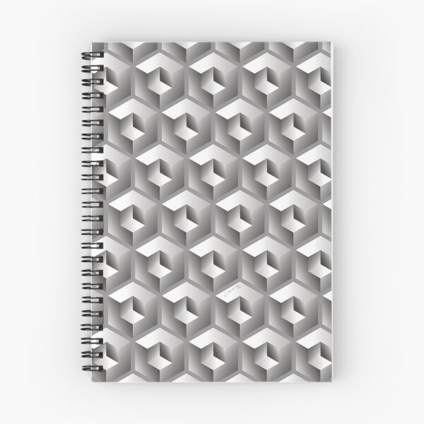 Item preview, 3D GRAY 'CUBE in CUBE' GEOMETRIC ILLUSION PATTERN on Gray/Grey Background (Cube v3 GRAY on GRAY) © designed and sold by DesignsByLawerg.
