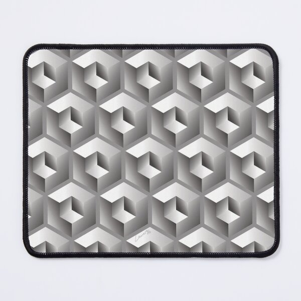 Item preview, 3D GRAY 'CUBE in CUBE' GEOMETRIC ILLUSION PATTERN on Gray/Grey Background (Cube v3 GRAY on GRAY) © designed and sold by DesignsByLawerg.