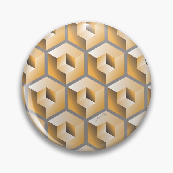 Item preview, 3D GOLD 'CUBE in CUBE' GEOMETRIC PATTERN ILLUSION on Gray Background (Cube v3 GOLD on GRAY) designed and sold by DesignsByLawerg.