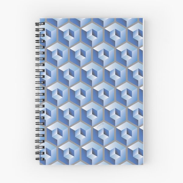 Item preview, 3D BLUE 'CUBE in CUBE' GEOMETRIC PATTERN ILLUSION on Gray Background (Cube v3 BLUE on GRAY) © designed and sold by DesignsByLawerg.