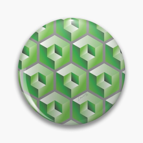 Item preview, 3D GREEN 'CUBE in CUBE' GEOMETRIC PATTERN ILLUSION on Gray Background (Cube v3 GREEN on GRAY) © designed and sold by DesignsByLawerg.