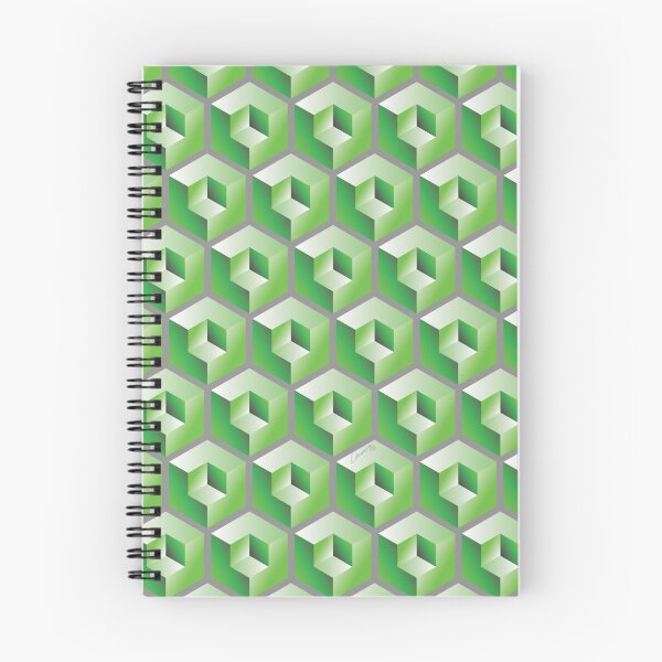 Item preview, 3D GREEN 'CUBE in CUBE' GEOMETRIC PATTERN ILLUSION on Gray Background (Cube v3 GREEN on GRAY) © designed and sold by DesignsByLawerg.