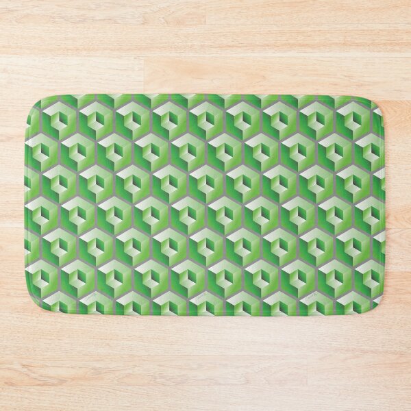 Item preview, 3D GREEN 'CUBE in CUBE' GEOMETRIC PATTERN ILLUSION on Gray Background (Cube v3 GREEN on GRAY) © designed and sold by DesignsByLawerg.