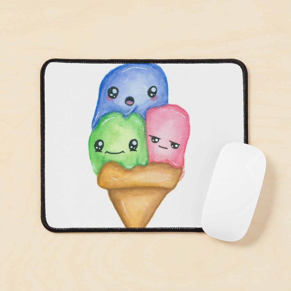 Artistic Drawing Kawaii Ice Cream Watercolor Clipart