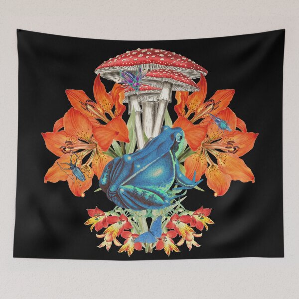 Item preview, Blue Frog Under Orange Lilies And Flowers In Vintage Style  designed and sold by TrulyEpoque.