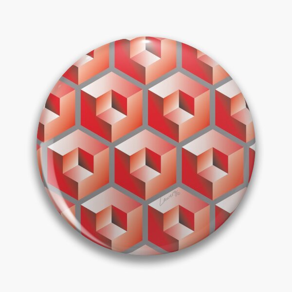 Item preview, 3D RED 'CUBE in CUBE' GEOMETRIC PATTERN ILLUSION on Gray Background (Cube v3 Red on Gray) © designed and sold by DesignsByLawerg.
