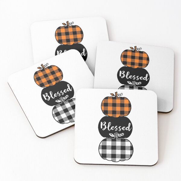 Item preview, “Blessed” Stacked Plaid Pumpkins- Fall  designed and sold by Designs Of all kinds.