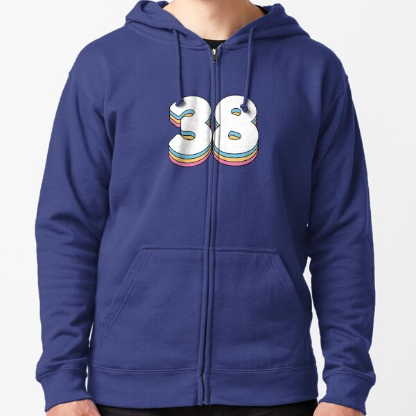 Baseball Player 38 Jersey Outfit No #38 Sports Fan Gift Zip Hoodie