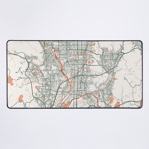 Kyoto City Map of Honshu, Japan - Bohemian Desk Mat
