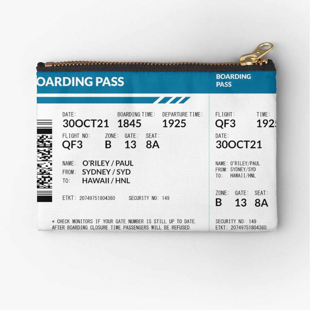 Boarding Pass Pouch (POR) Zipper Pouch