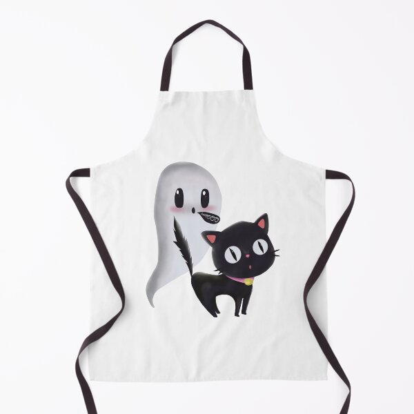 Item preview, Cute Kawaii Black Cat and Spooky Ghost of Halloween designed and sold by Missing In Art.