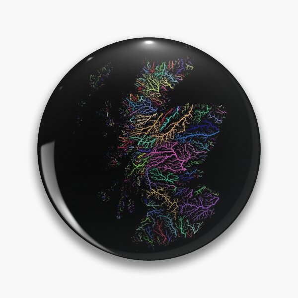 Item preview, Scotland River Basin Map in Rainbow Colours with Black Background designed and sold by GrasshopperGeo.