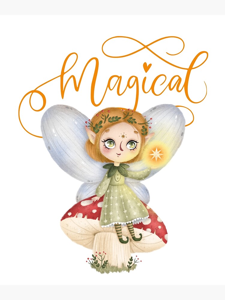 Lámina fotográfica «Hada del bosque de dibujos animados lindo mágico