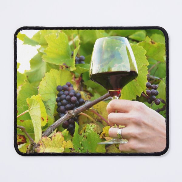 Item preview, Glass of red wine in the vineyard designed and sold by wineandwords.
