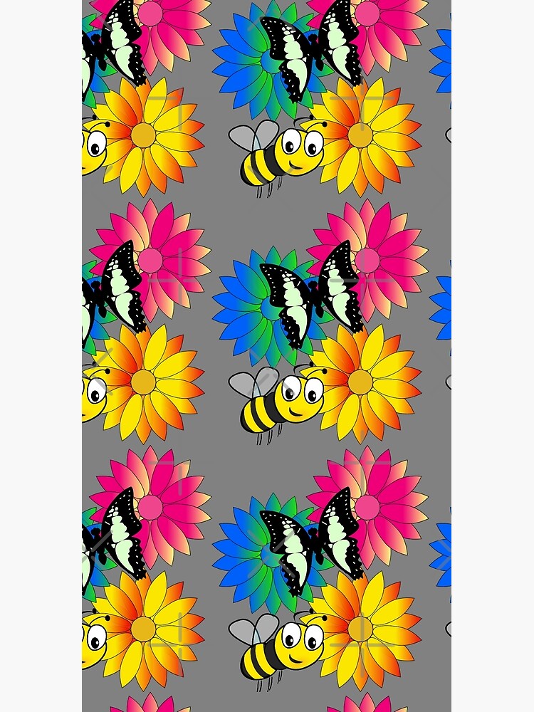 Cute bee and buterfly likes flowers by TOPASfashion