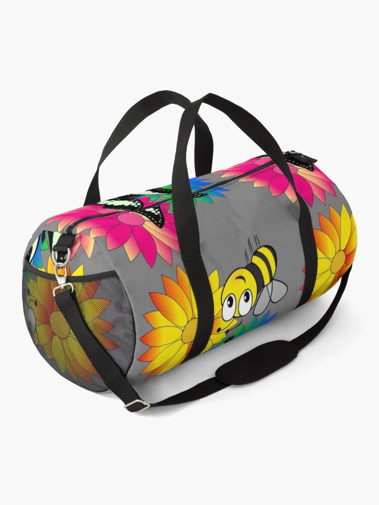 Alternate view of Cute bee and buterfly likes flowers Duffle Bag