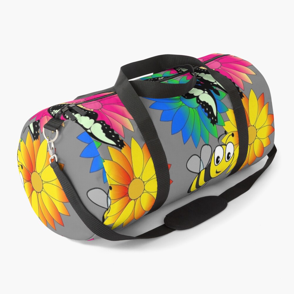 Cute bee and buterfly likes flowers Duffle Bag
