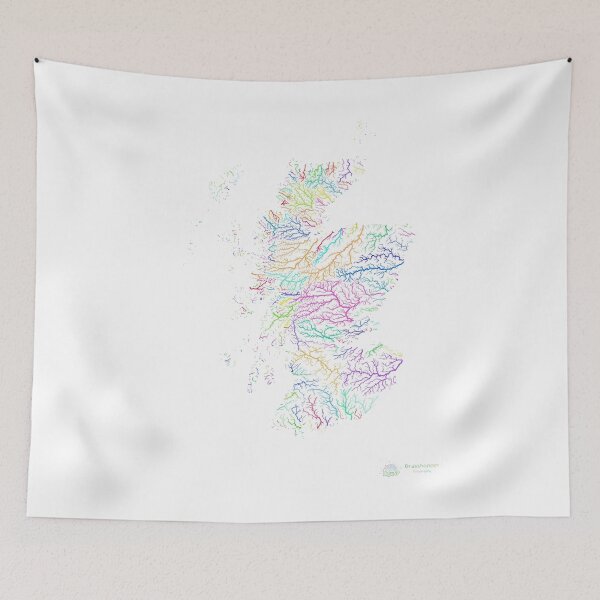 Item preview, Scotland River Basin Map in Rainbow Colours with White Background designed and sold by GrasshopperGeo.
