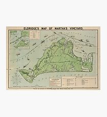 Vintage Map of Marthas Vineyard (1913) Photographic Print