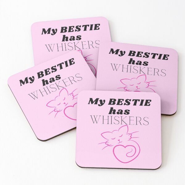 Item preview, Cat Mom Stickers and Merch - My Bestie Has Whiskers Pink Kitty Cat with a Heart. designed and sold by g2rdsmith.
