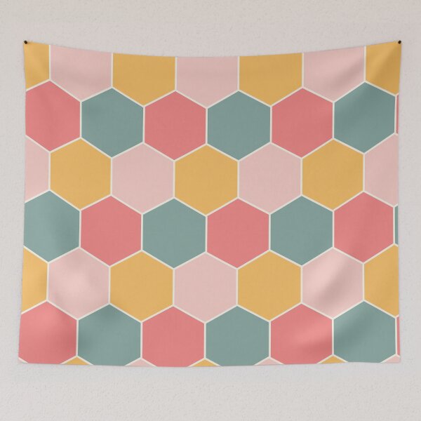 Aperçu de l'œuvre  modèle sans couture de ruche d'abeilles colorée | conception de surfaces créée et vendue par Jasmine Blooms Designs.