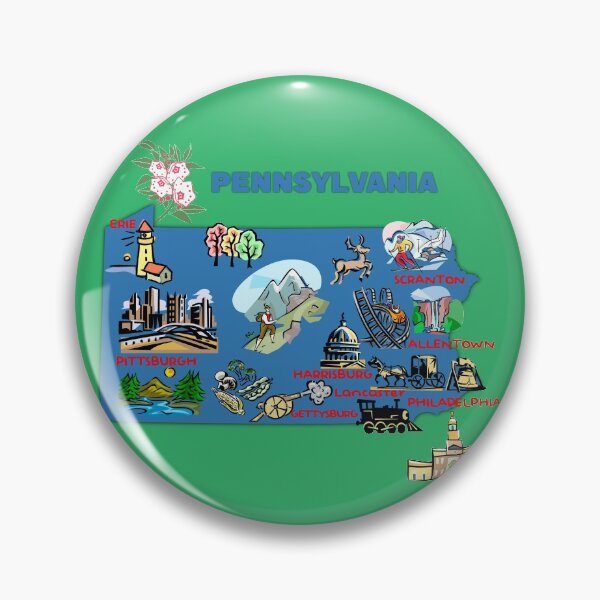 Item preview, Pennsylvania map with major cities Tourist Destinations, united states, US designed and sold by mashmosh.