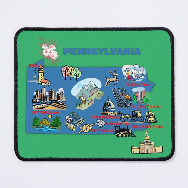 Item preview, Pennsylvania map with major cities Tourist Destinations, united states, US designed and sold by mashmosh.