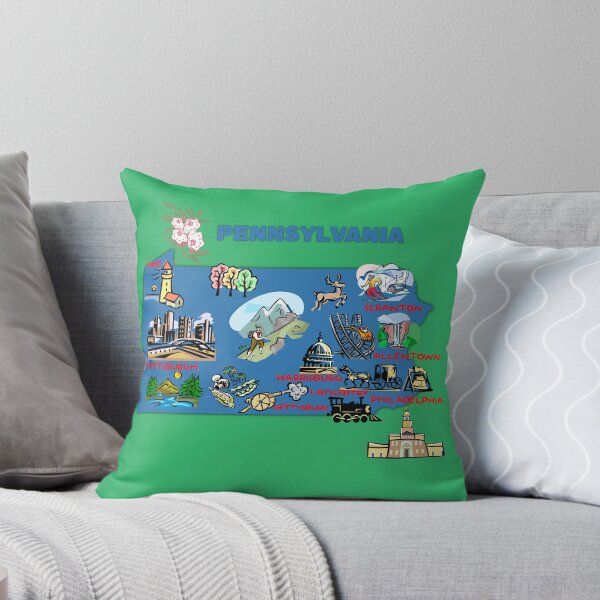 Item preview, Pennsylvania map with major cities Tourist Destinations, united states, US designed and sold by mashmosh.