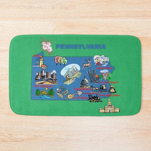 Item preview, Pennsylvania map with major cities Tourist Destinations, united states, US designed and sold by mashmosh.