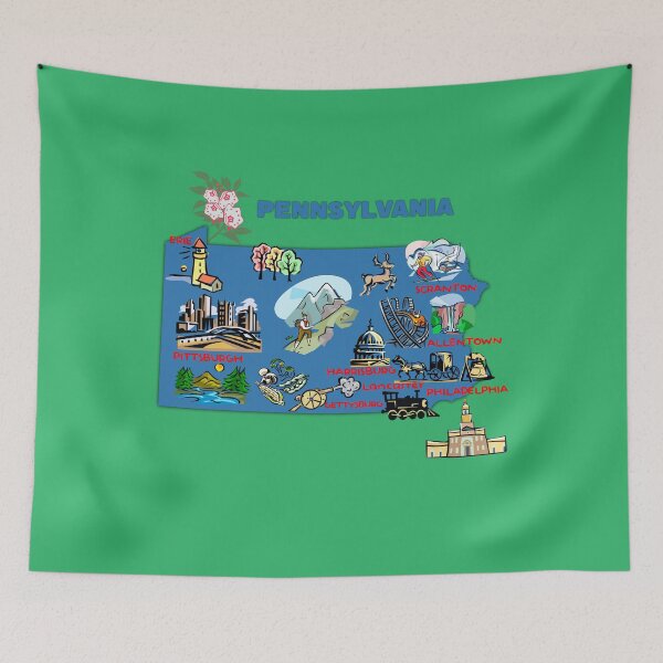 Item preview, Pennsylvania map with major cities Tourist Destinations, united states, US designed and sold by mashmosh.