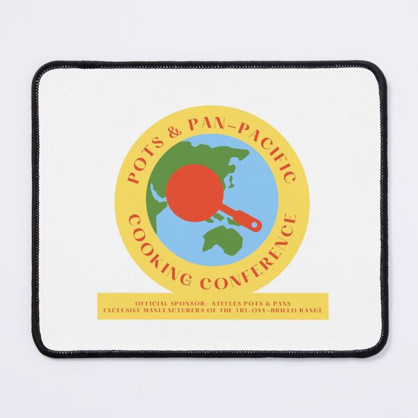 Item preview, Pots and Pan-Pacific Cooking Conference badge, Steeles pots and pans, Belinda Blinked, Rocky Flintstone designed and sold by SelfrontStudios.