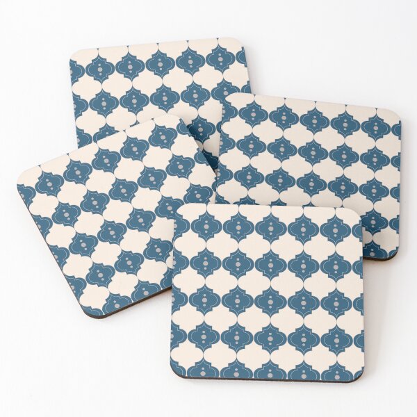 Item preview, morrocan tiles pattern with creamy and blue navy color | surface design designed and sold by Jasmine Blooms Designs.