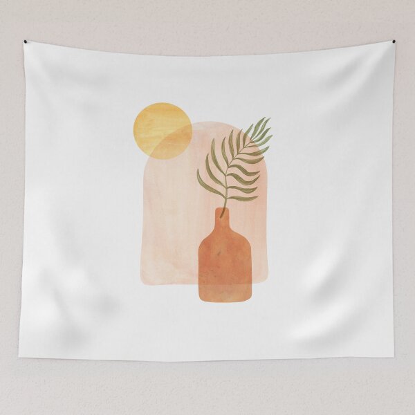 Item preview, Boho vase and palm leaf designed and sold by WhalesWay.