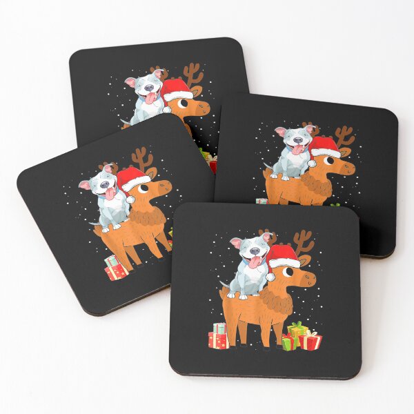 Item preview, Funny Pitbull Riding Deer Matching Xmas Lights, Funny Pitbull Christmas designed and sold by wowart4u.