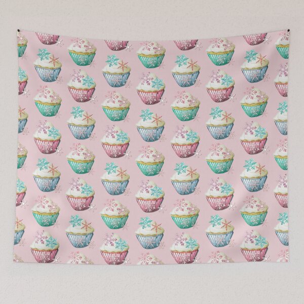 Item preview, Snowflake Cupcakes in pastel colours painted in watercolor designed and sold by MagentaRose.