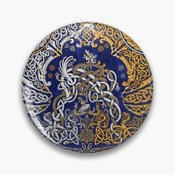 Item preview, Viking style Dragon - Gold Blue designed and sold by Abysm Internal.
