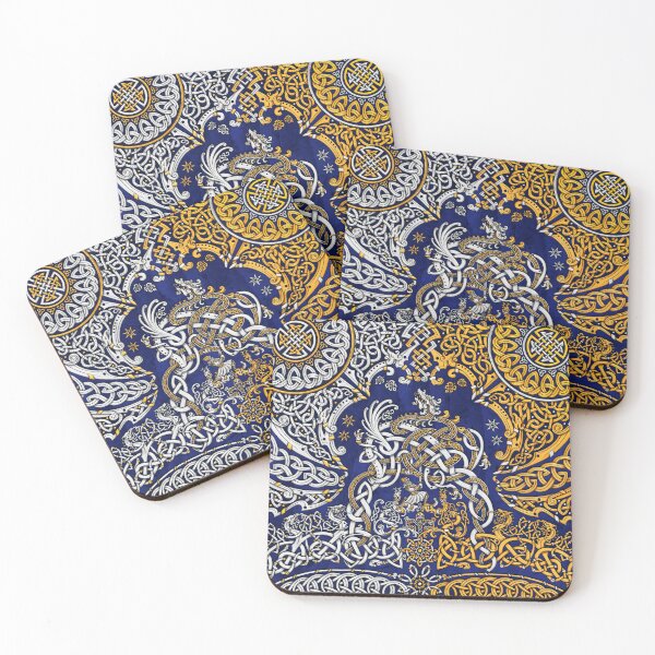 Item preview, Viking style Dragon - Gold Blue designed and sold by Abysm Internal.