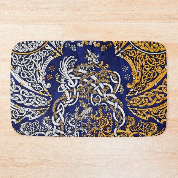 Item preview, Viking style Dragon - Gold Blue designed and sold by Abysm Internal.