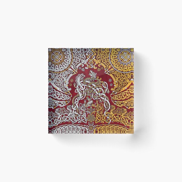 Viking style Dragon - Gold Red Acrylic Block