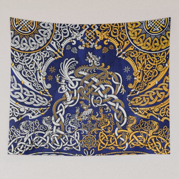 Item preview, Viking style Dragon - Gold Blue designed and sold by Abysm Internal.
