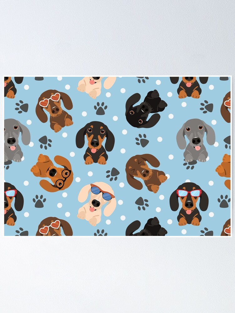 Happy Dachshund Sausage Dogs Pet Mat for Sale by Lulupainting