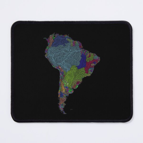 Item preview, South America River Basin Map in Rainbow Colours with Black Background designed and sold by GrasshopperGeo.