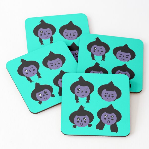 Item preview, Royal Purple & Teal Cute Witch Faces Pattern designed and sold by Jelly Turnip.